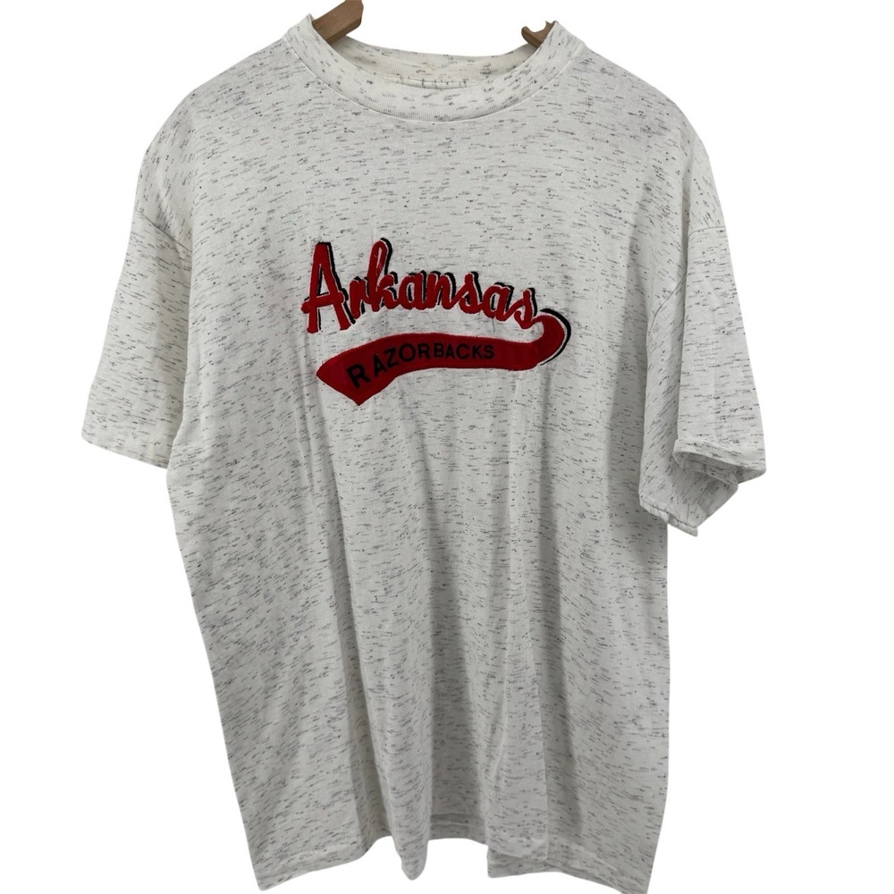 Vintage‎ 90s Arkansas Razorbacks T Shirt Delta Made in USA White Gray Mens XL